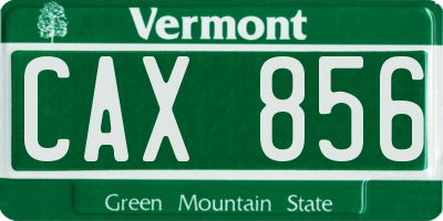 VT license plate CAX856