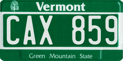 VT license plate CAX859