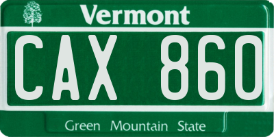 VT license plate CAX860