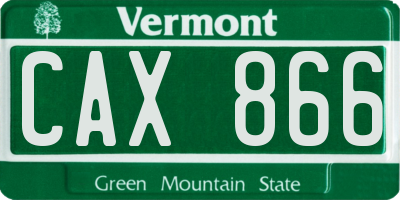 VT license plate CAX866