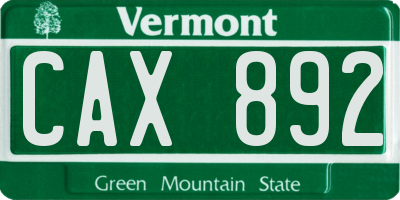 VT license plate CAX892