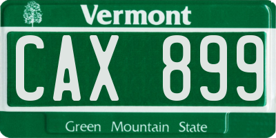 VT license plate CAX899