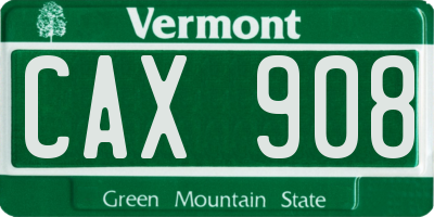VT license plate CAX908