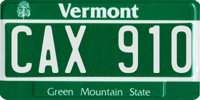 VT license plate CAX910