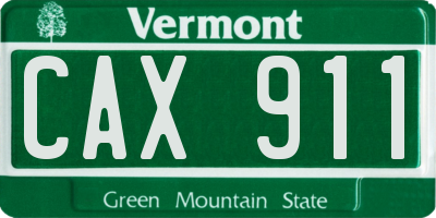 VT license plate CAX911