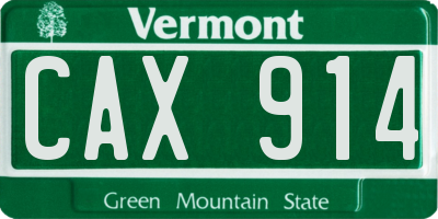 VT license plate CAX914