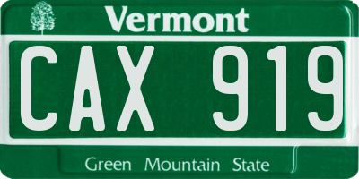 VT license plate CAX919