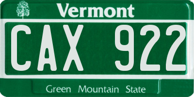 VT license plate CAX922