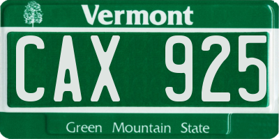 VT license plate CAX925