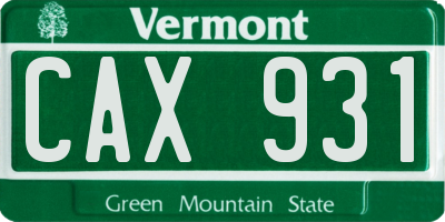 VT license plate CAX931