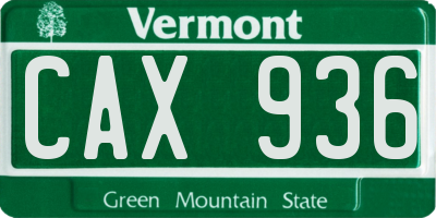 VT license plate CAX936