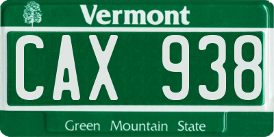 VT license plate CAX938