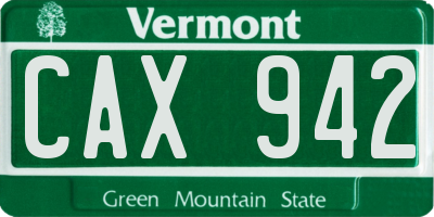 VT license plate CAX942
