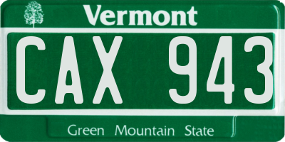 VT license plate CAX943
