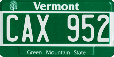 VT license plate CAX952