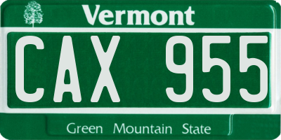 VT license plate CAX955