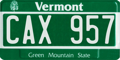 VT license plate CAX957