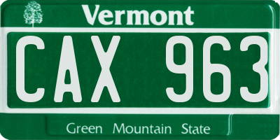 VT license plate CAX963