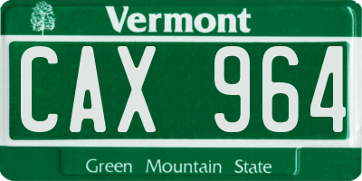 VT license plate CAX964
