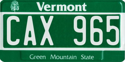 VT license plate CAX965
