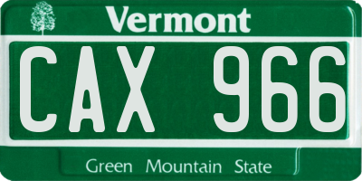 VT license plate CAX966