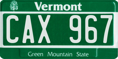VT license plate CAX967