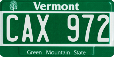 VT license plate CAX972