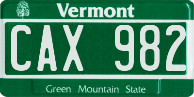 VT license plate CAX982