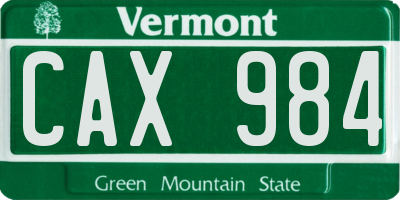 VT license plate CAX984