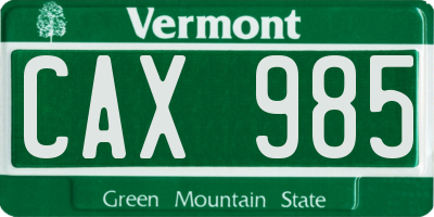 VT license plate CAX985