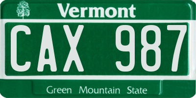 VT license plate CAX987
