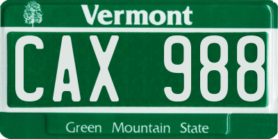 VT license plate CAX988