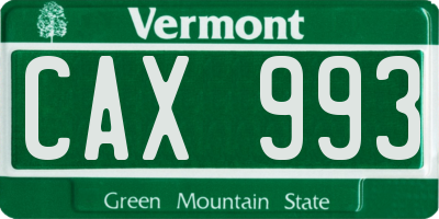 VT license plate CAX993