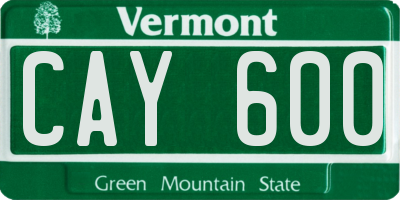 VT license plate CAY600