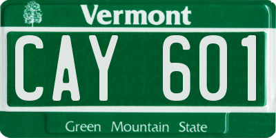 VT license plate CAY601
