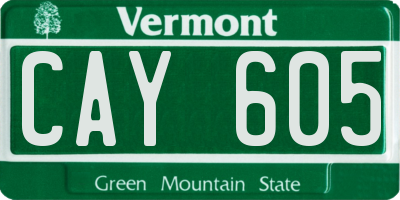 VT license plate CAY605
