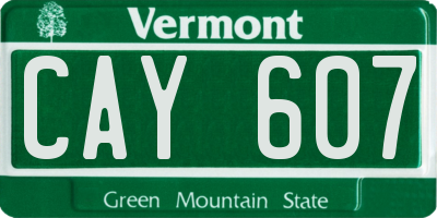 VT license plate CAY607