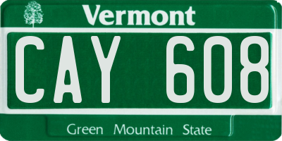 VT license plate CAY608