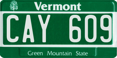 VT license plate CAY609