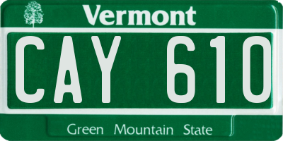 VT license plate CAY610