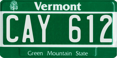 VT license plate CAY612