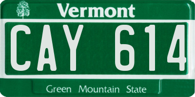 VT license plate CAY614