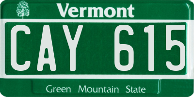 VT license plate CAY615
