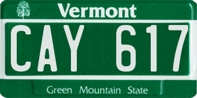 VT license plate CAY617