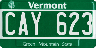 VT license plate CAY623