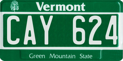 VT license plate CAY624