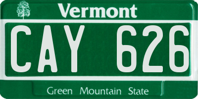 VT license plate CAY626