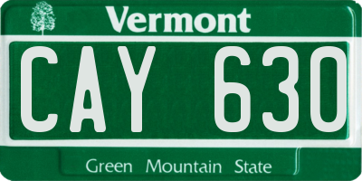 VT license plate CAY630