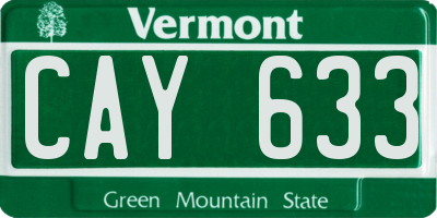 VT license plate CAY633