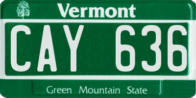 VT license plate CAY636
